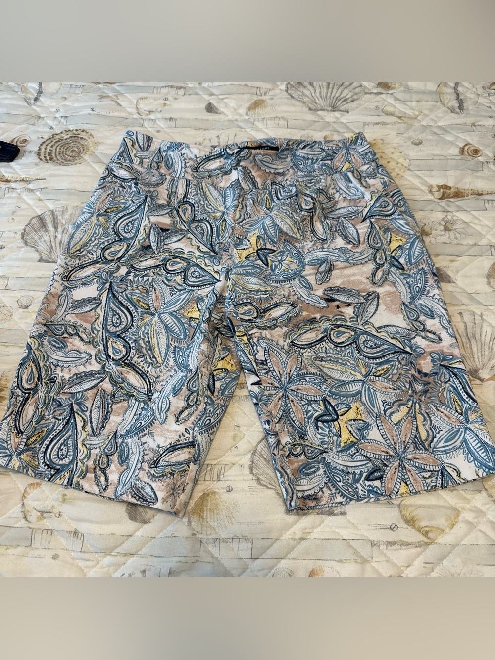 Zac & Rachel Paisley Print Casual Shorts in Blue and Cream